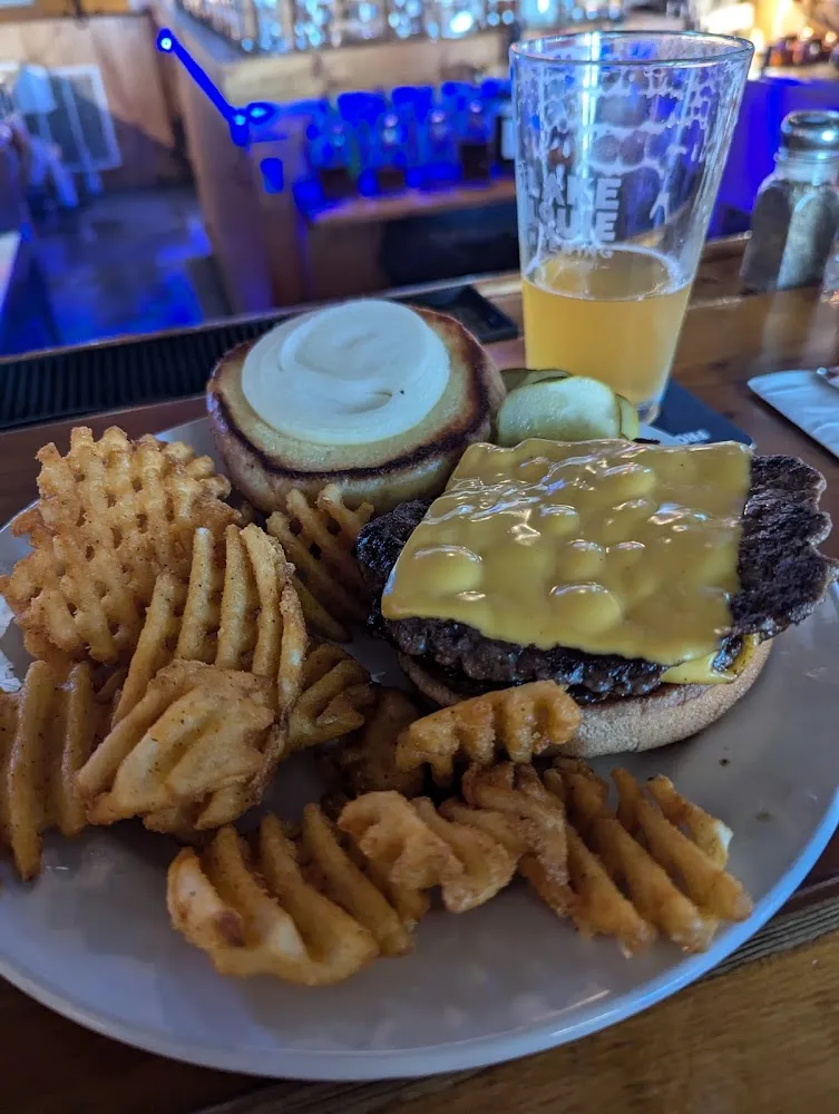 Smash Burger and Waffle Fries